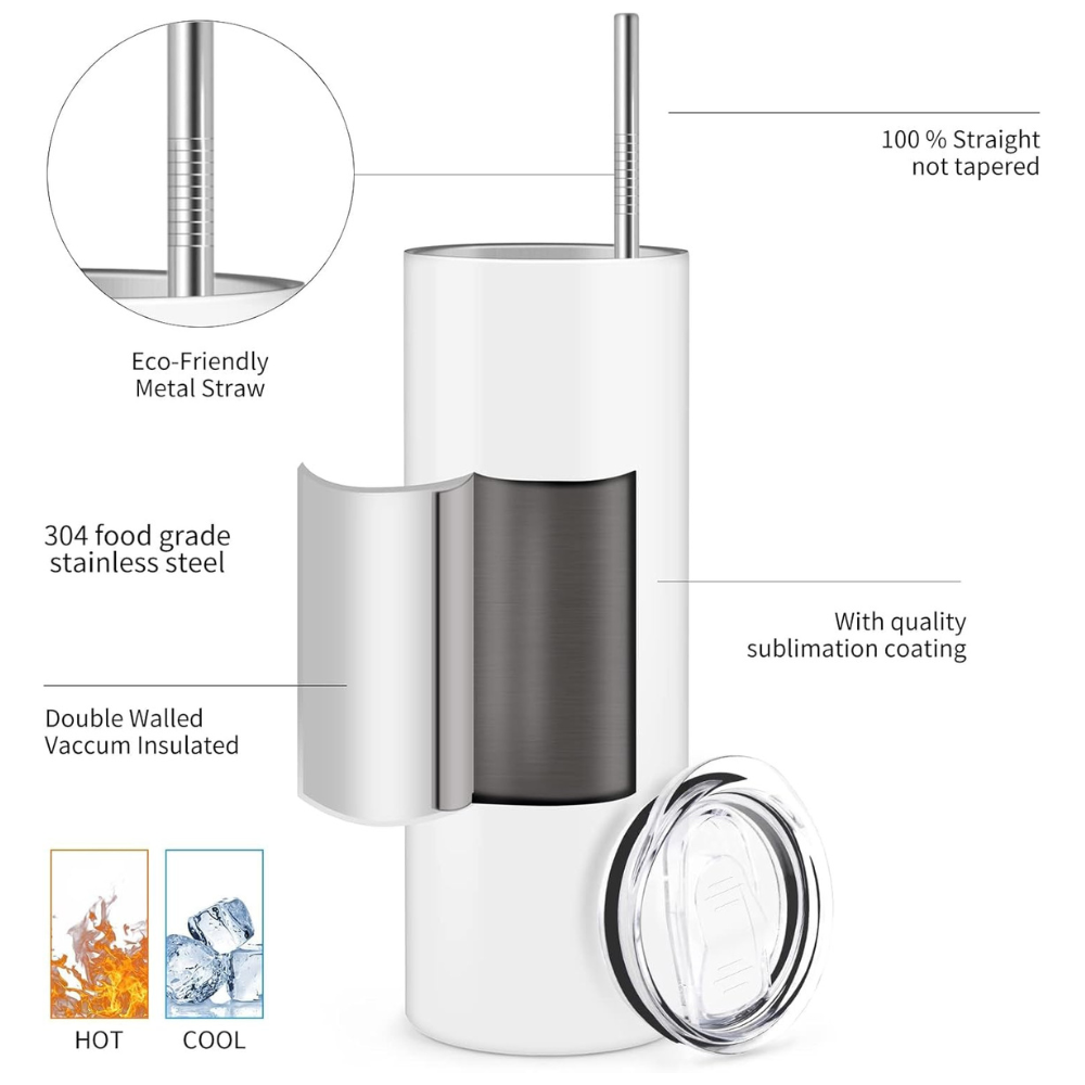 Sublimation 20oz Straight Skinny Tumbler