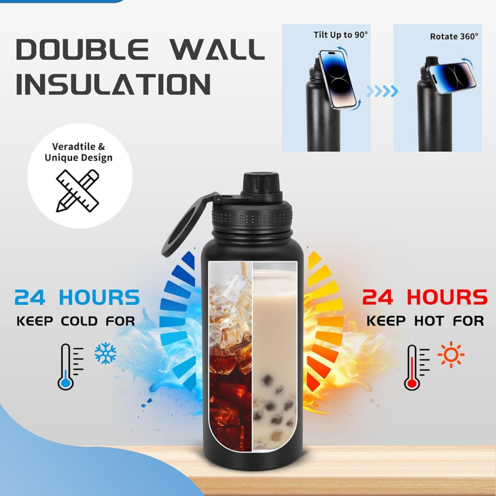 32oz Sport Water Bottle With Magnetic Phone Holder