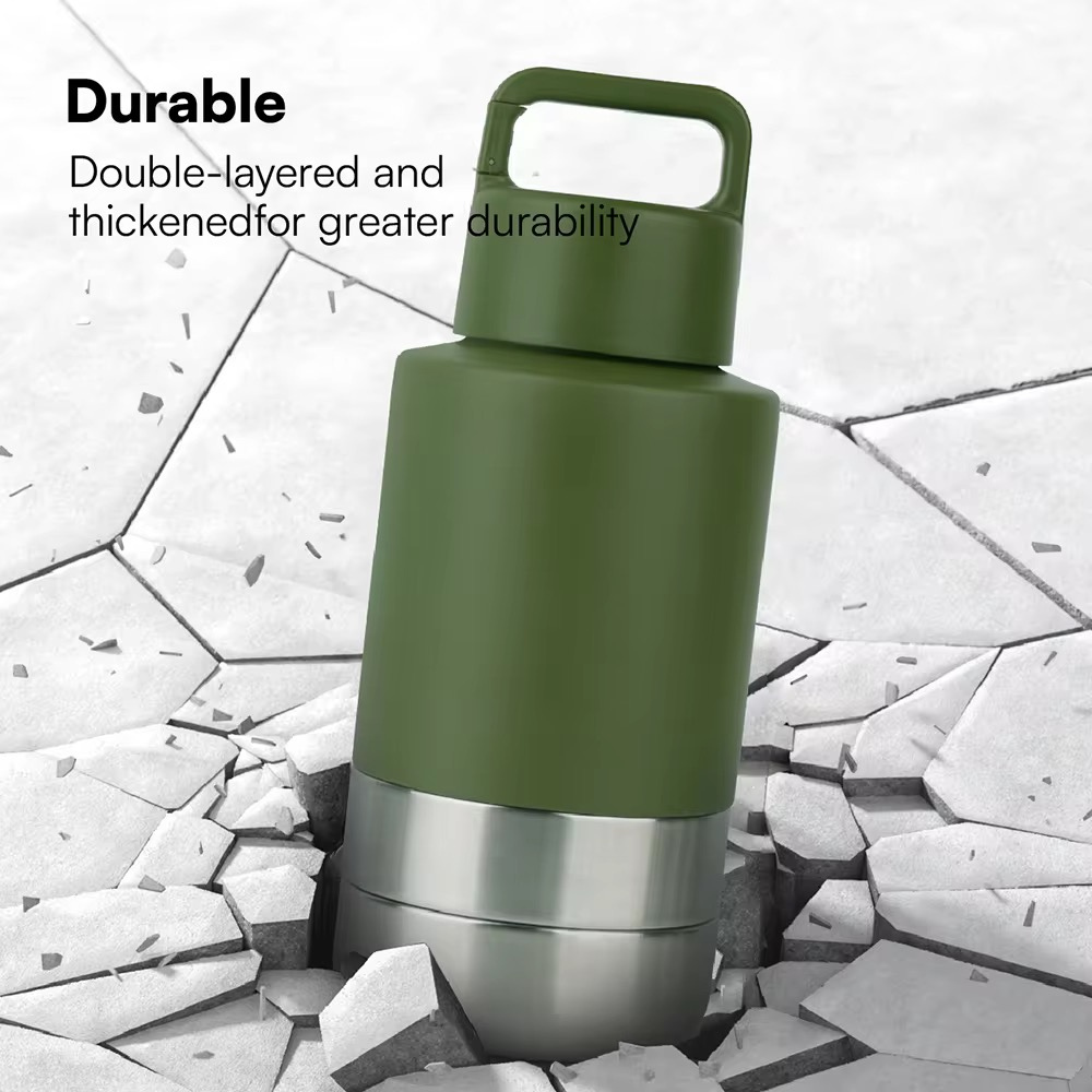 3 in 1 Double Wall Stainless Steel Dog Feeding Water Bottl