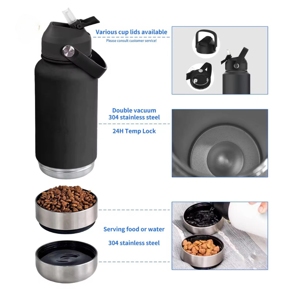 Pet Feeder Travel Bowl Stainless Steel Insulated Water Bottle