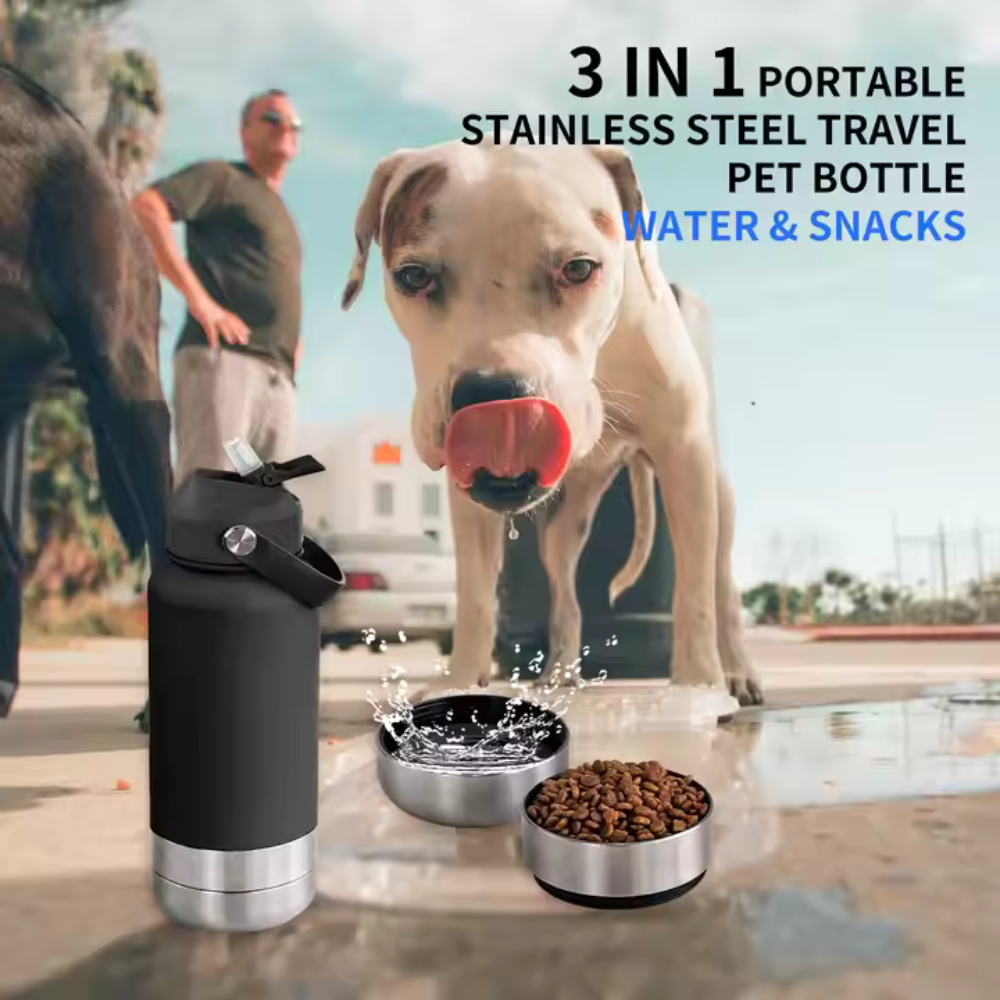 Pet Feeder Travel Bowl Stainless Steel Insulated Water Bottle