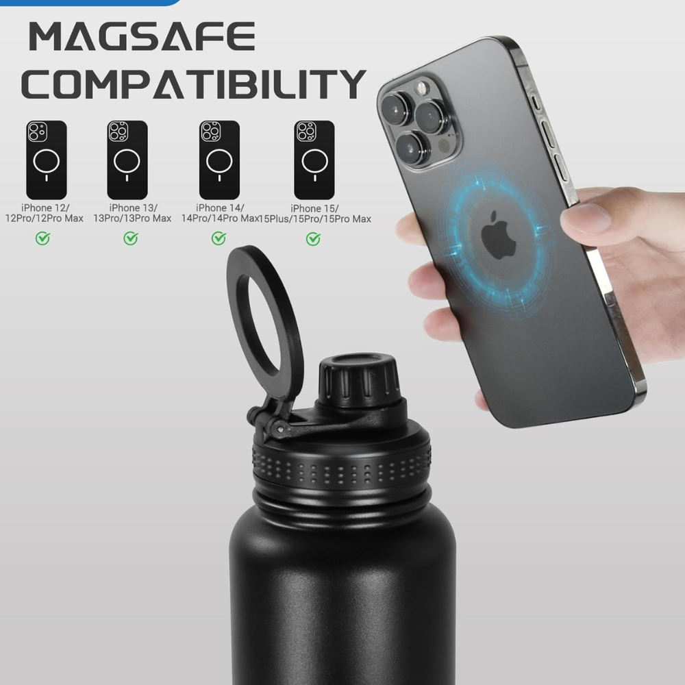 32oz Sport Water Bottle With Magnetic Phone Holder